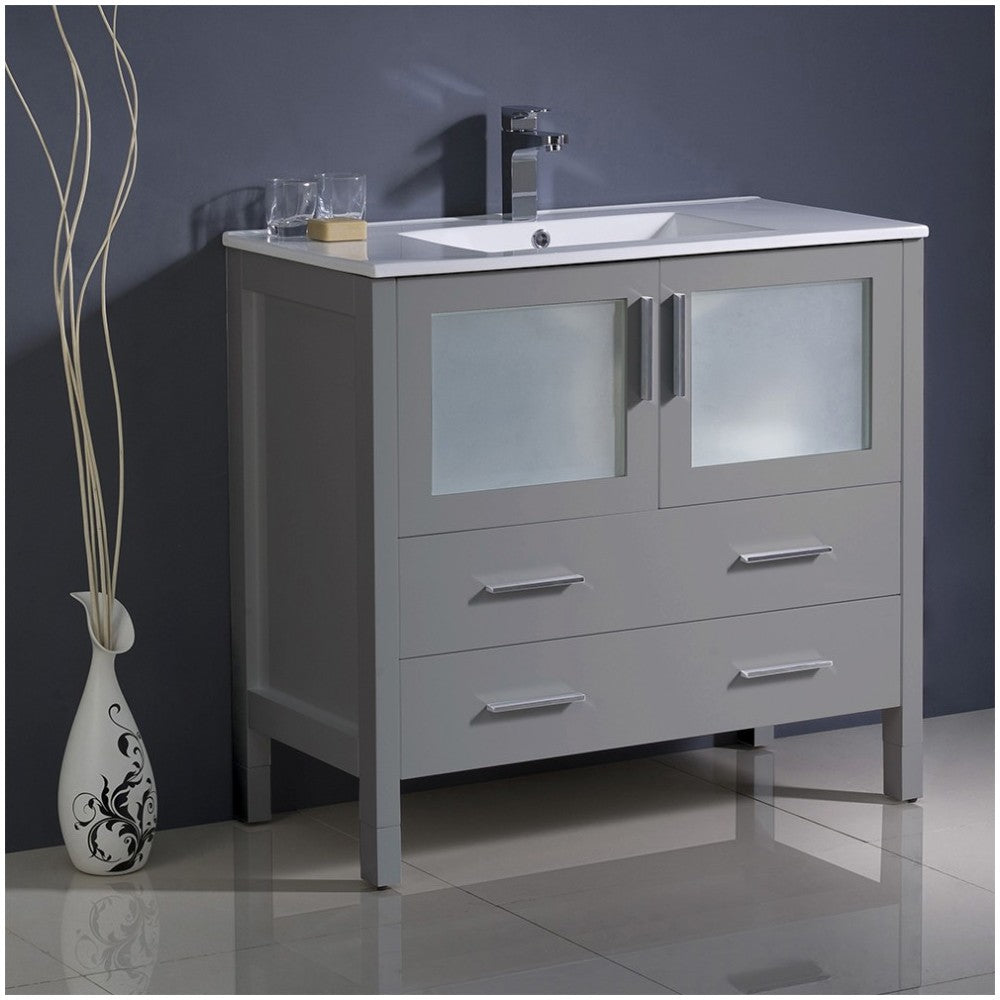 Fresca Torino 36" Gray Modern Bathroom Cabinet w/ Integrated Sink