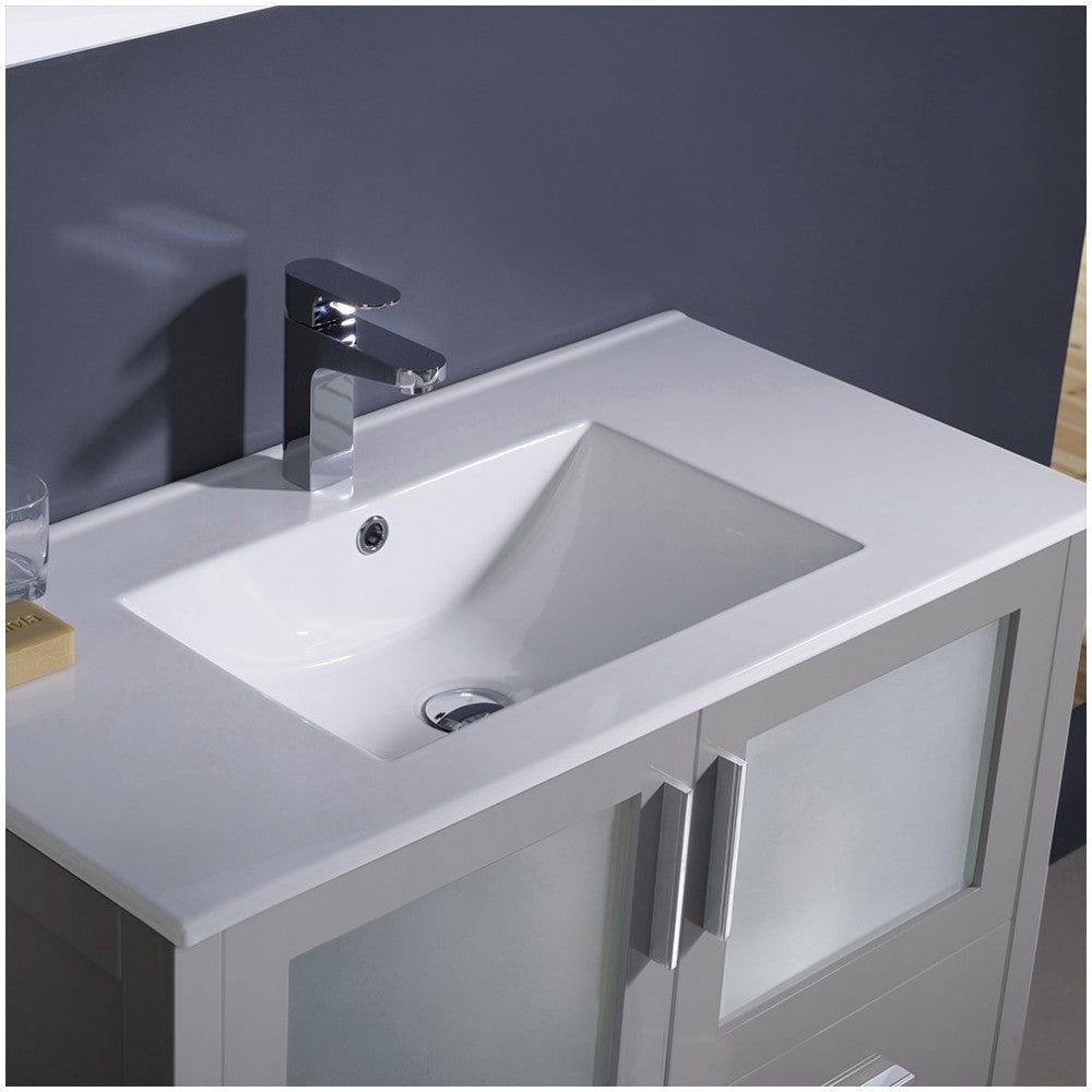 Fresca Torino 36" Gray Modern Bathroom Cabinet w/ Integrated Sink