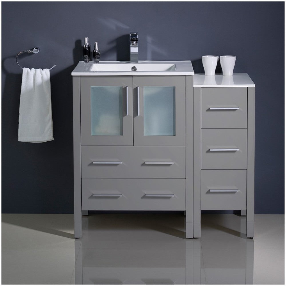Fresca Torino 36" Gray Modern Bathroom Cabinets w/ Integrated Sink