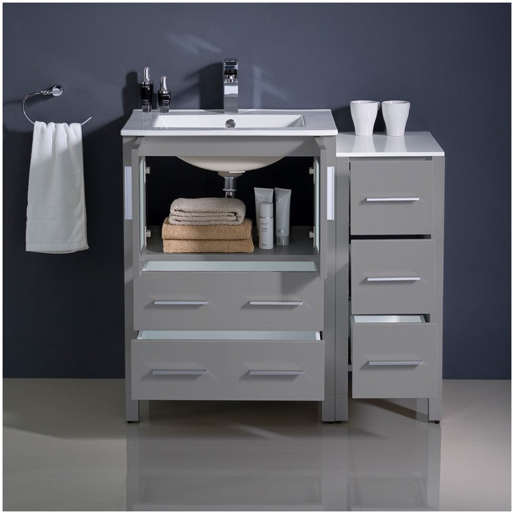 Fresca Torino 36" Gray Modern Bathroom Cabinets w/ Integrated Sink