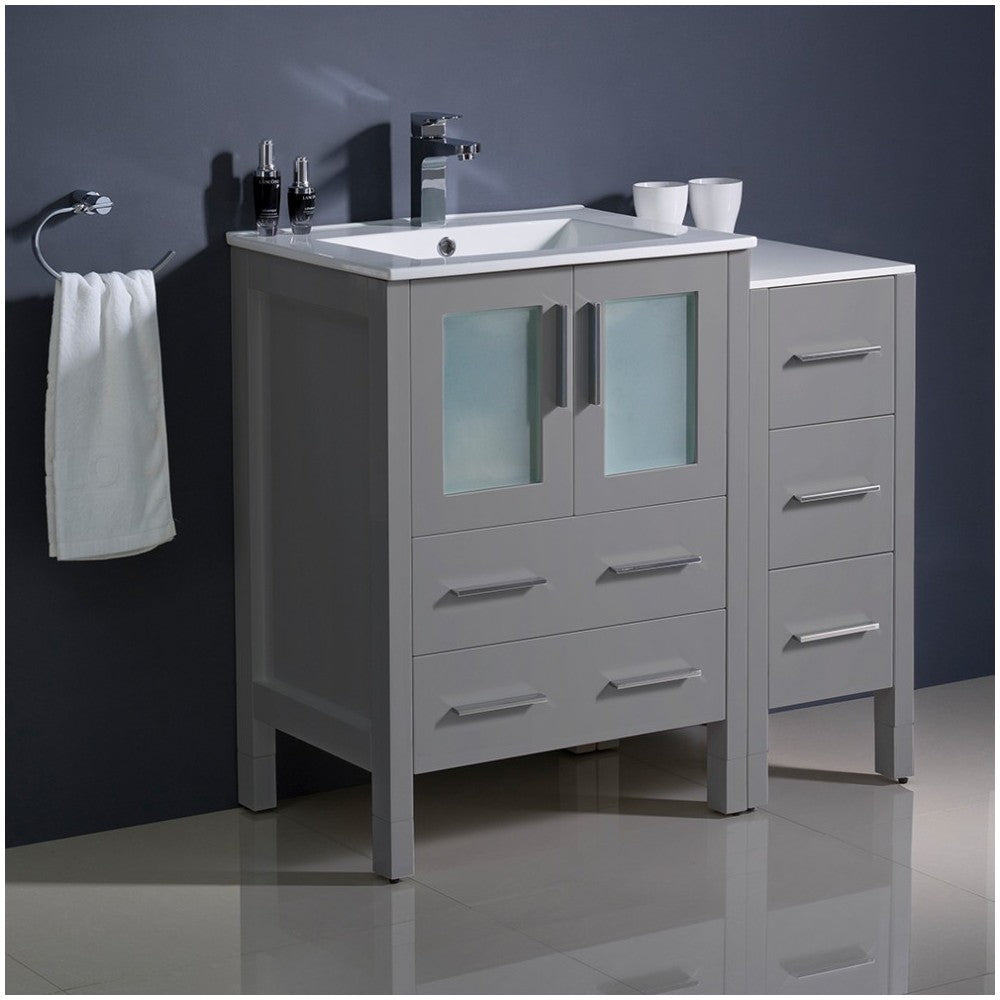 Fresca Torino 36" Gray Modern Bathroom Cabinets w/ Integrated Sink