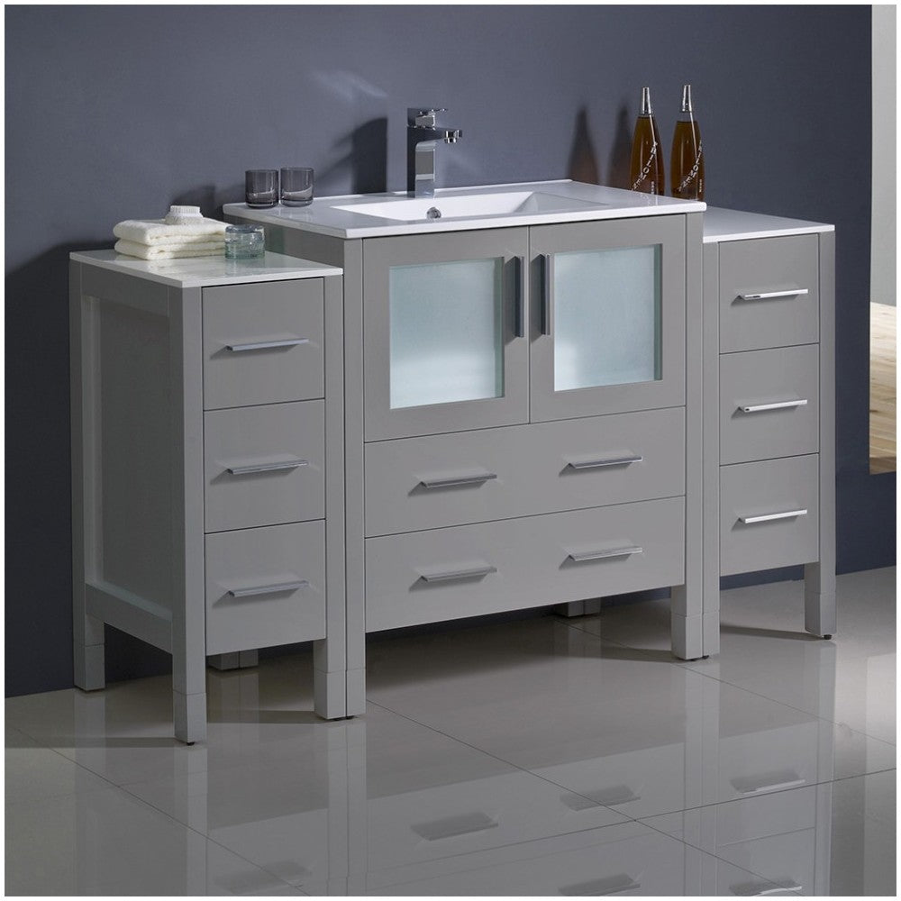 Fresca Torino 54" Gray Modern Bathroom Cabinets w/ Integrated Sink