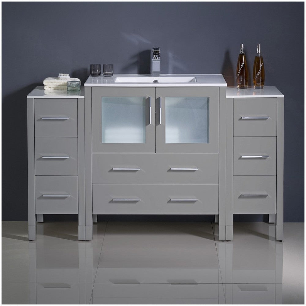 Fresca Torino 54" Gray Modern Bathroom Cabinets w/ Integrated Sink