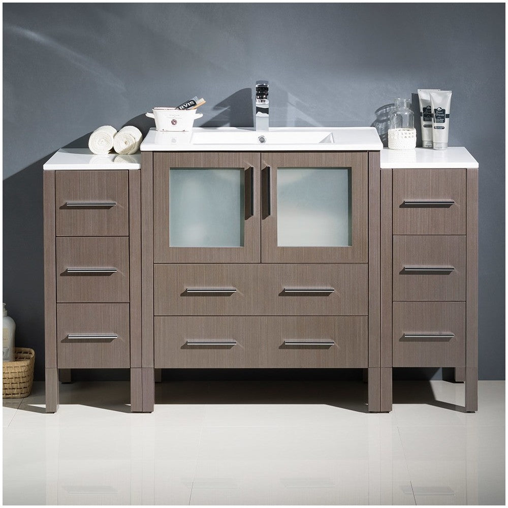 Fresca Torino 54" Gray Oak Modern Bathroom Cabinets w/ Integrated Sink