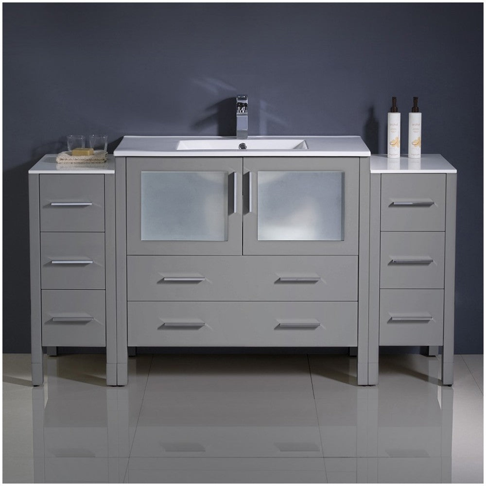 Fresca Torino 60" Gray Modern Bathroom Cabinets w/ Integrated Sink