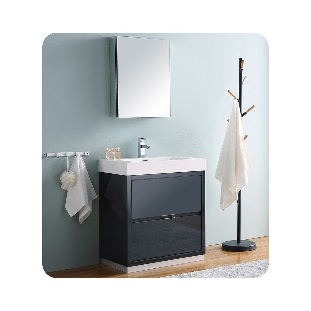 Fresca Valencia 30" Dark Slate Gray Free Standing Modern Bathroom Vanity