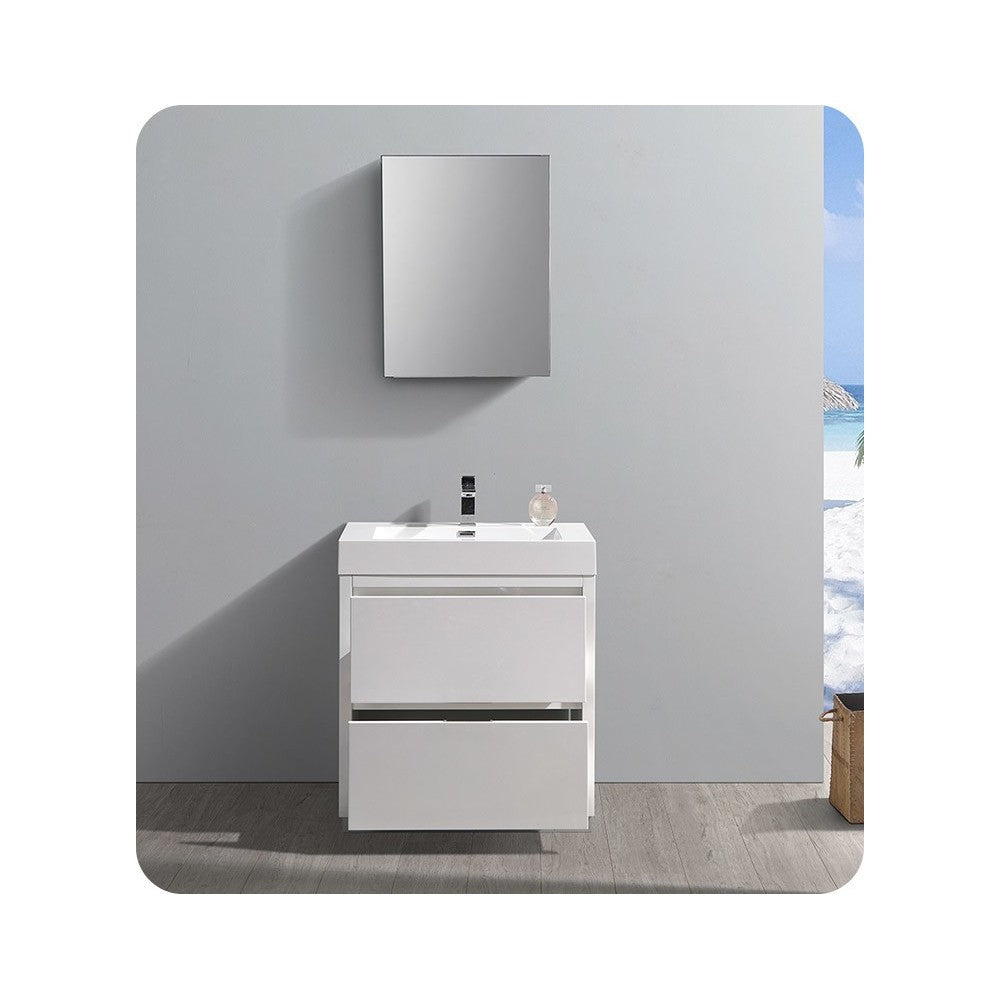 Fresca Valencia 30" Glossy White Free Standing Modern Bathroom Vanity