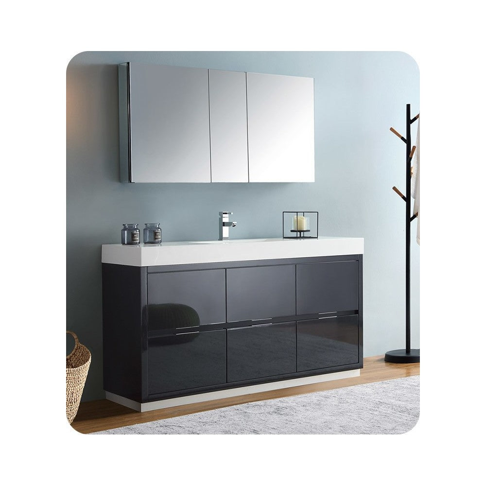 Fresca Valencia 60" Dark Slate Gray Free Standing Modern Bathroom Vanity