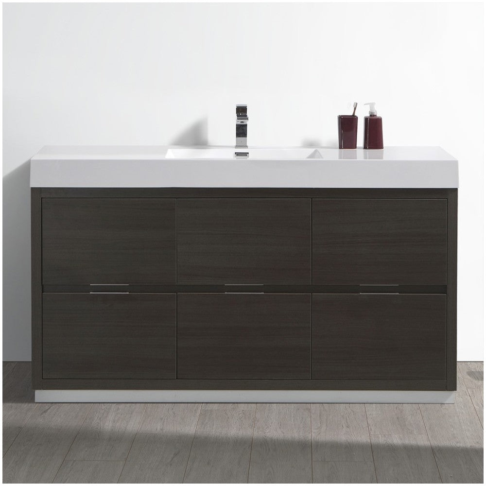 Fresca Valencia 60" Gray Oak Free Standing Modern Bathroom Vanity