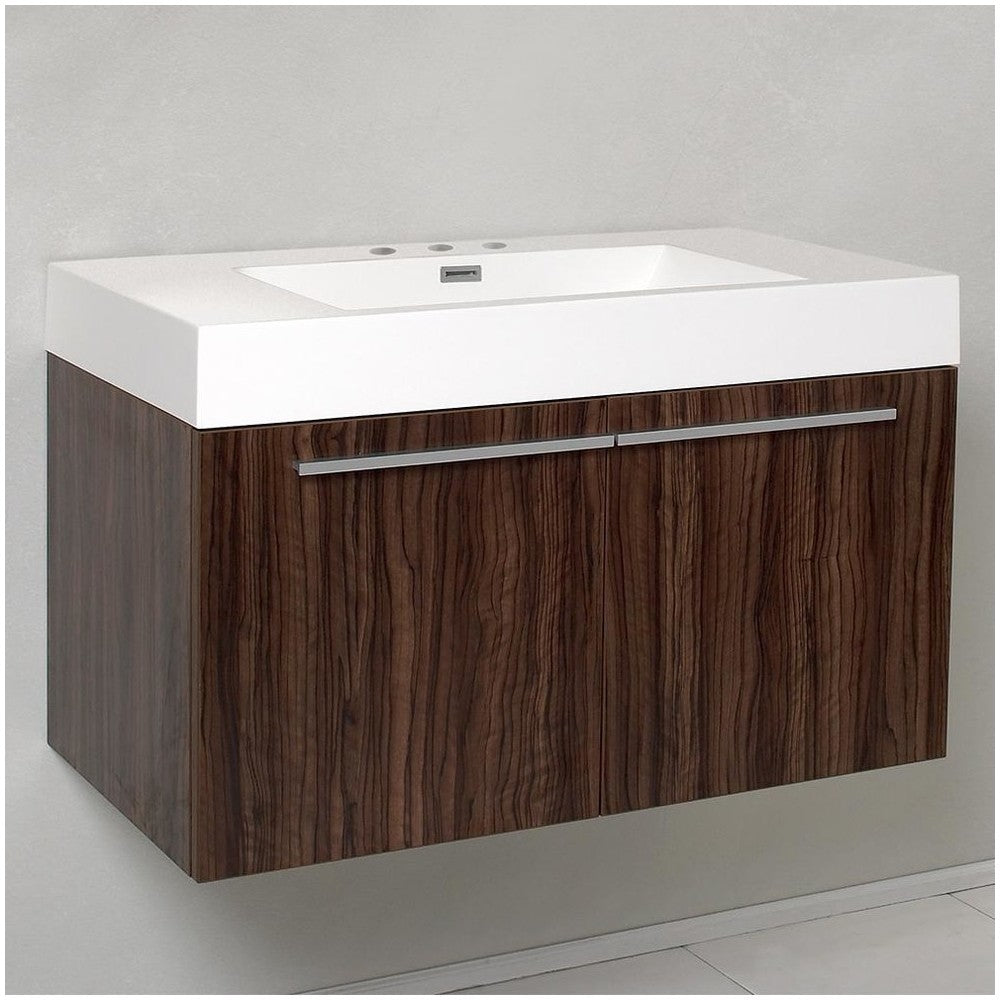 Fresca Vista 36" Black Modern Bathroom Cabinet w/ Integrated Sink