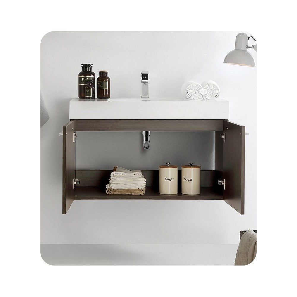 Fresca Vista 36" Gray Oak Modern Bathroom Cabinet w/ Integrated Sink