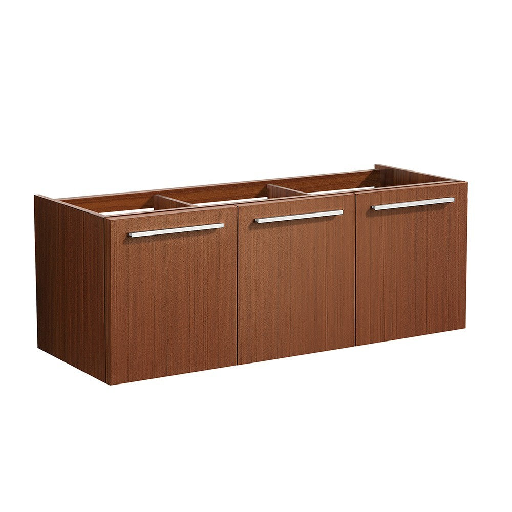 Fresca Vista 48" Teak Wall Hung Double Sink Modern Bathroom Cabinet