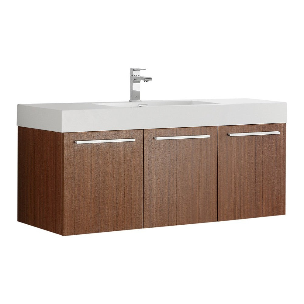 Fresca Vista 48" Teak Wall Hung Modern Bathroom Cabinet w/ Integrated Sink