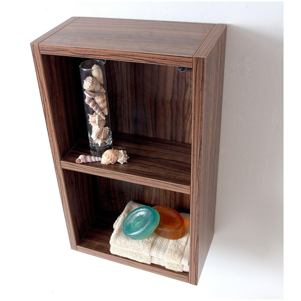 Fresca Walnut Bathroom Linen Side Cabinet w/ 2 Open Storage Areas
