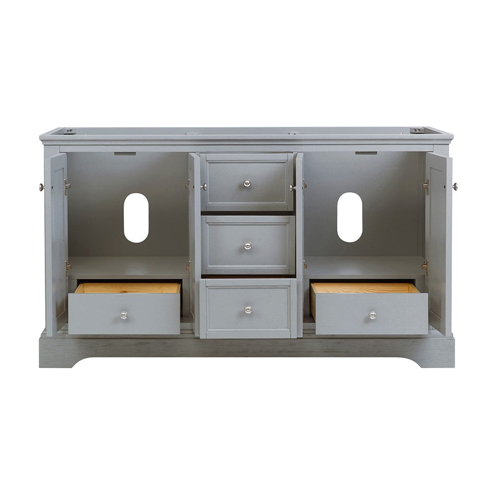Fresca Windsor 60" Gray Textured Traditional Double Sink Bathroom Cabinet