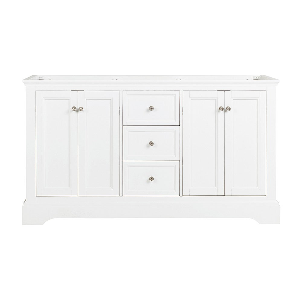 Fresca Windsor 60" Matte White Traditional Double Sink Bathroom Cabinet