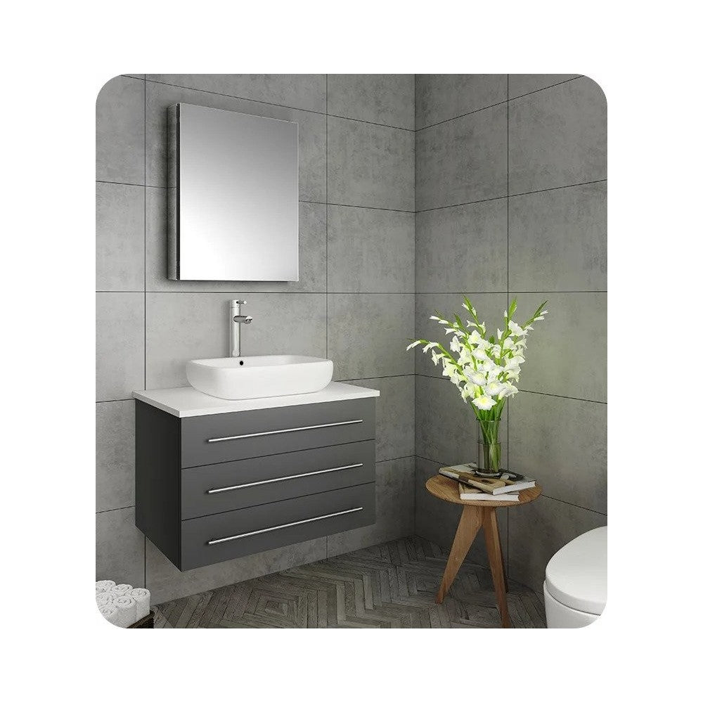 FVN6183GR-VSL Modello 32 Gray Wall Hung Bathroom Vanity with Medicine Cabinet