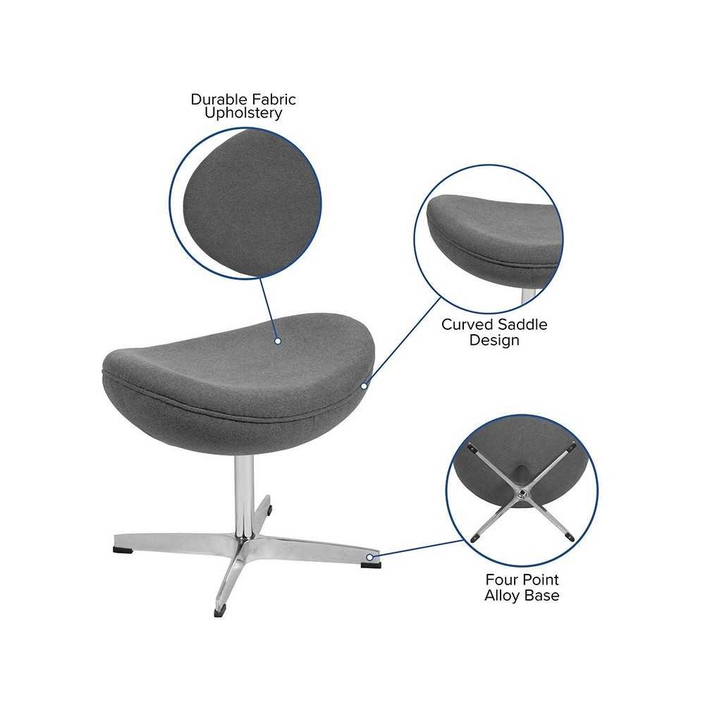Gray Fabric Swivel Wing Chair and Ottoman Set