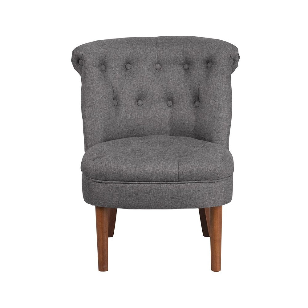 Gray Fabric Tufted Chair