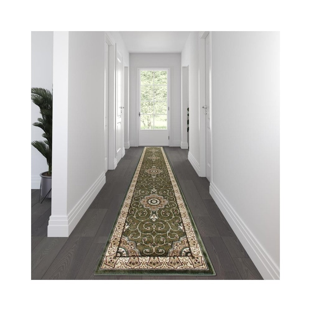 Green 3x15 Persian Area Rug