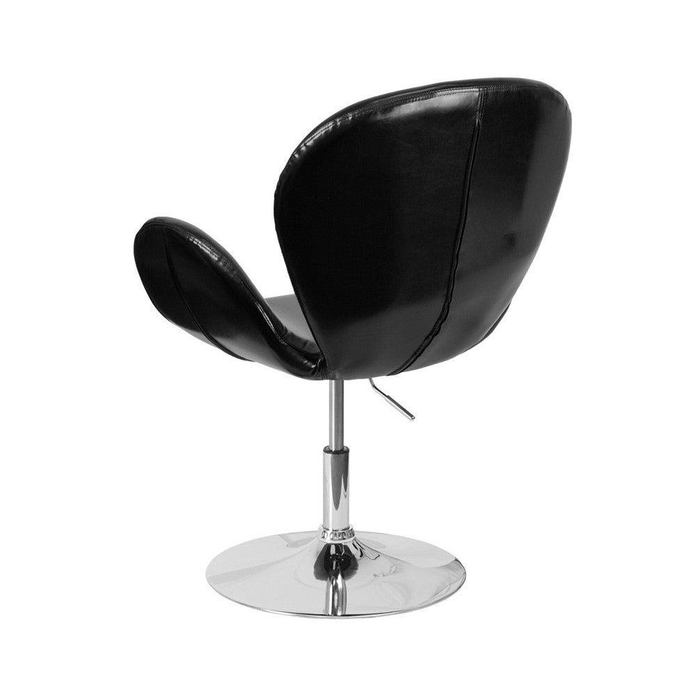 HERCULES Trestron Series Black LeatherSoft Side Reception Chair with Adjustable Height Seat