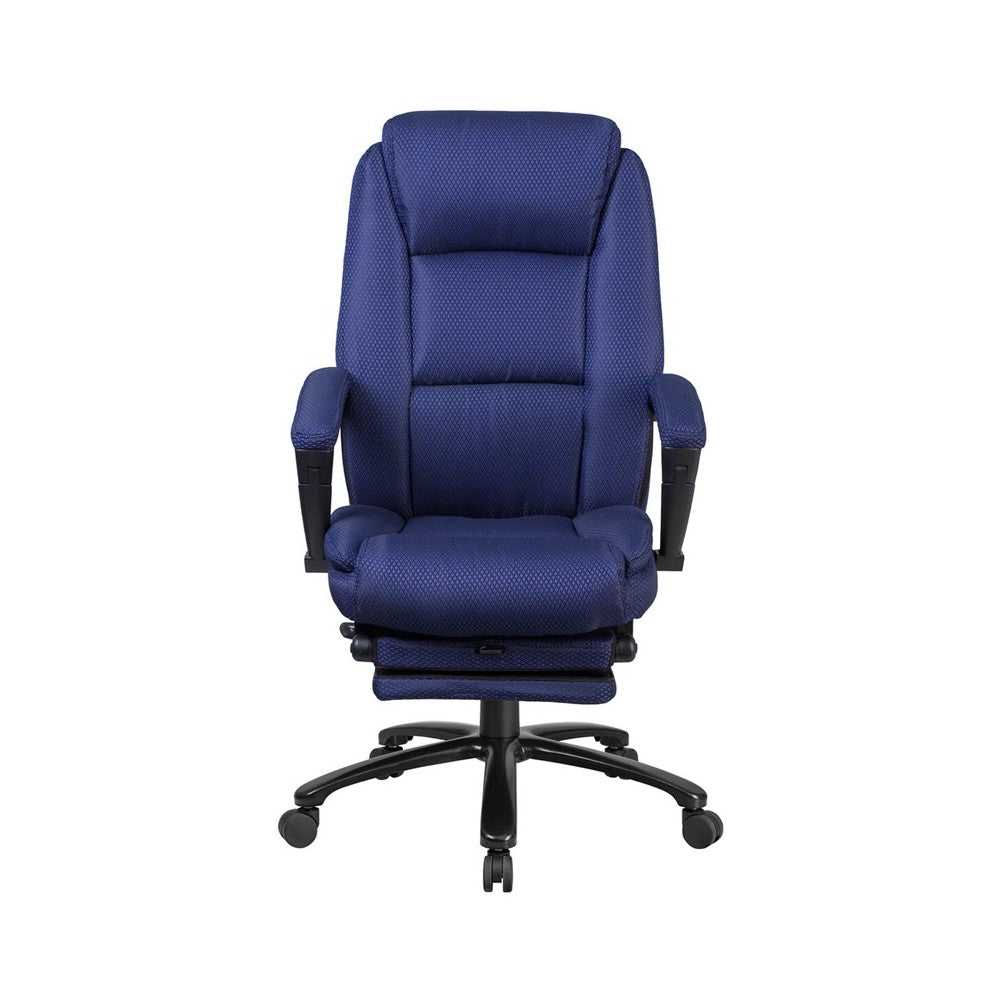 High Back Navy Fabric Executive Reclining Ergonomic Swivel Office Chair with Comfort Coil Seat Springs and Arms