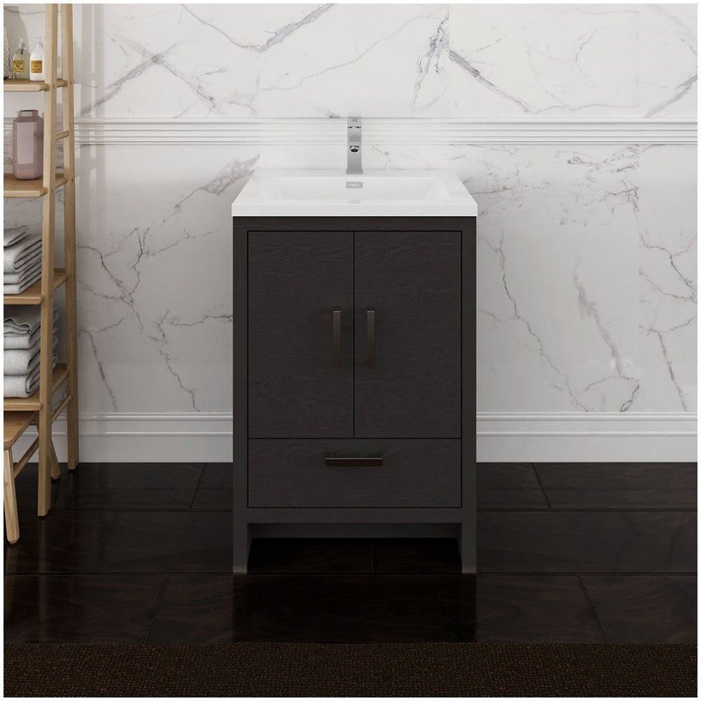 Imperia 24 Dark Gray Oak Free Standing Bathroom Cabinet w/ Integrated Sink