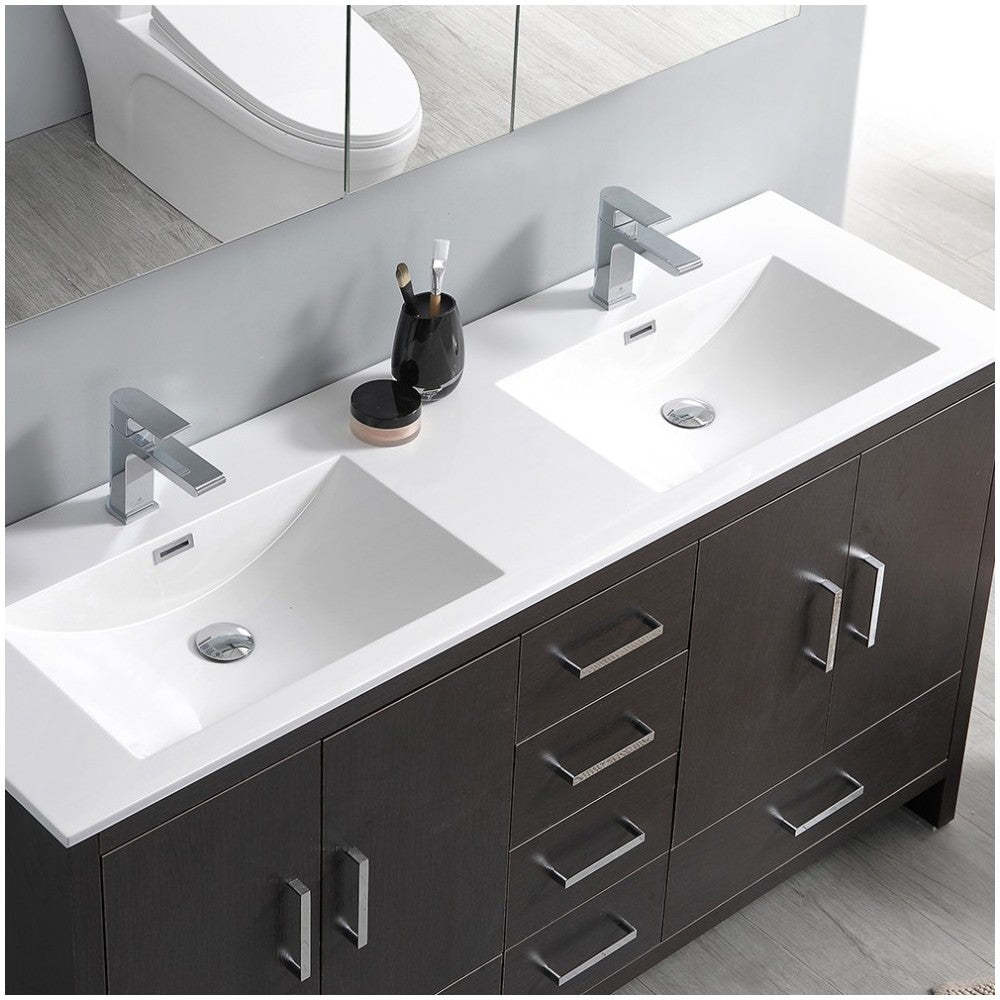 Imperia 60 Dark Gray Free Standing DBL Sink Bathroom Vanity w/ Medicine Cabinet