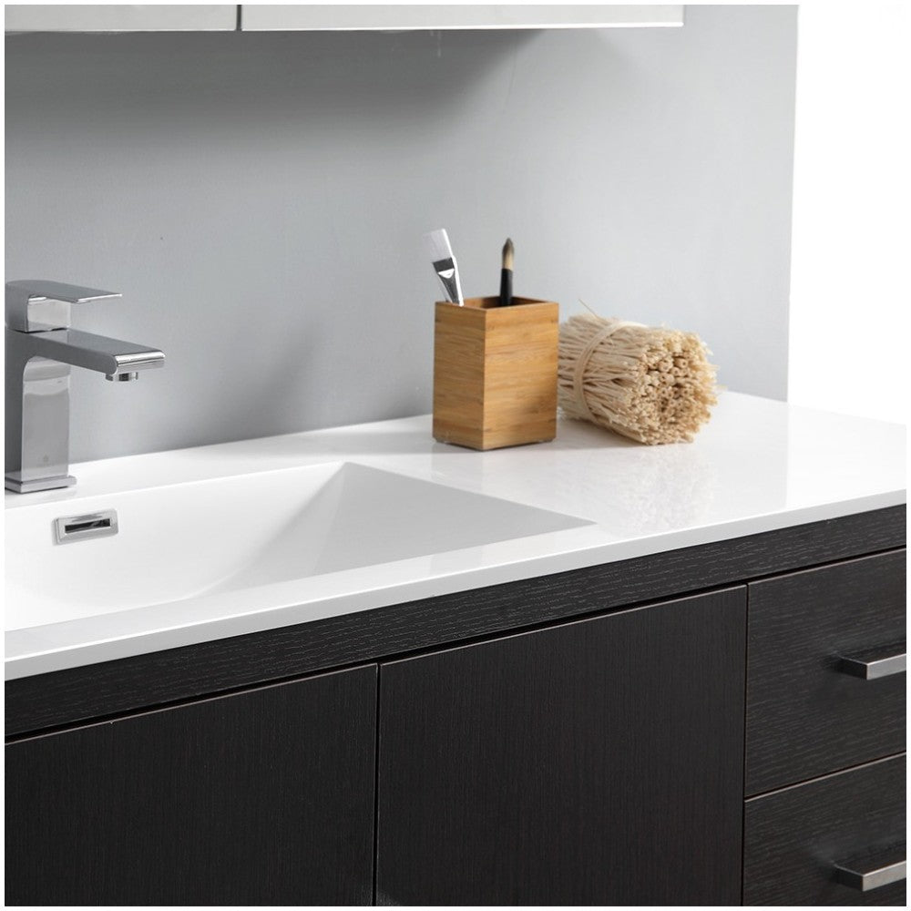 Imperia 60 Dark Gray Free Standing Single Sink Bathroom Vanity, Medicine Cabinet