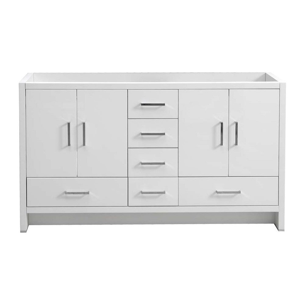 Imperia 60" Glossy White Free Standing Double Sink Modern Bathroom Cabinet