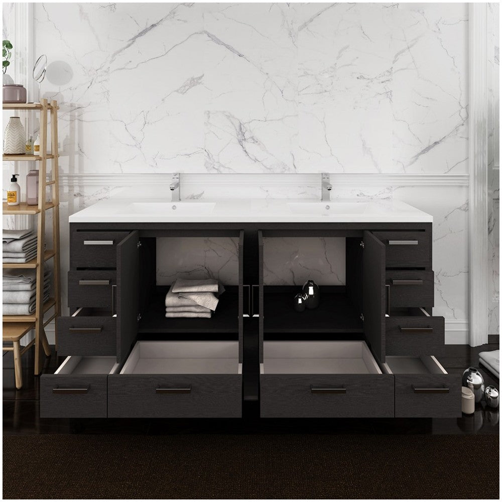 Imperia 72 Dark Gray Free Standing DBL Sink Bathroom Cabinet w/ Integrated Sink