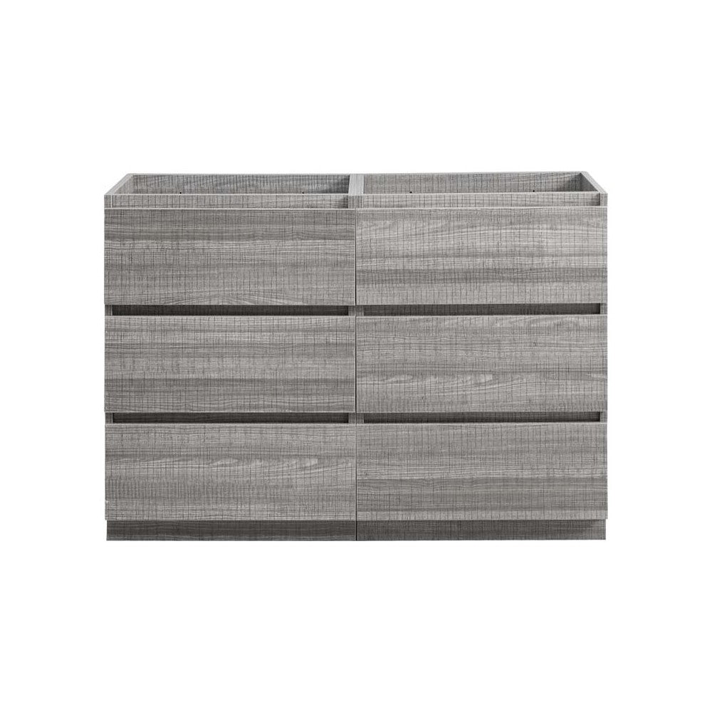 Lazzaro 48" Glossy Ash Gray Free Standing Double Sink Modern Bathroom Cabinet