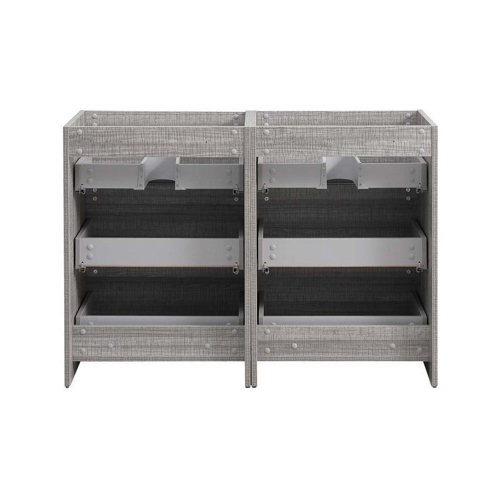 Lazzaro 48" Glossy Ash Gray Free Standing Double Sink Modern Bathroom Cabinet