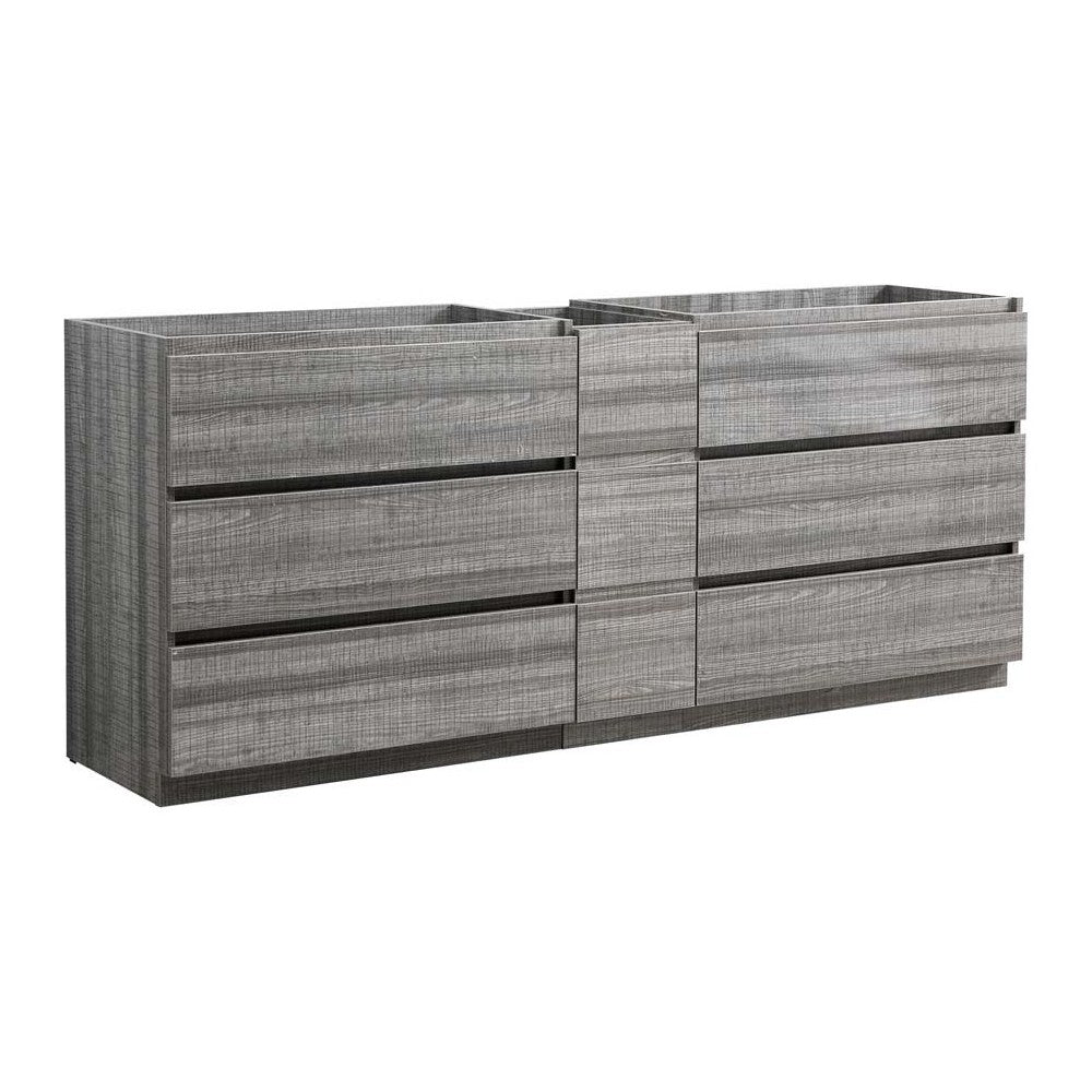 Lazzaro 84" Glossy Ash Gray Free Standing Double Sink Modern Bathroom Cabinet