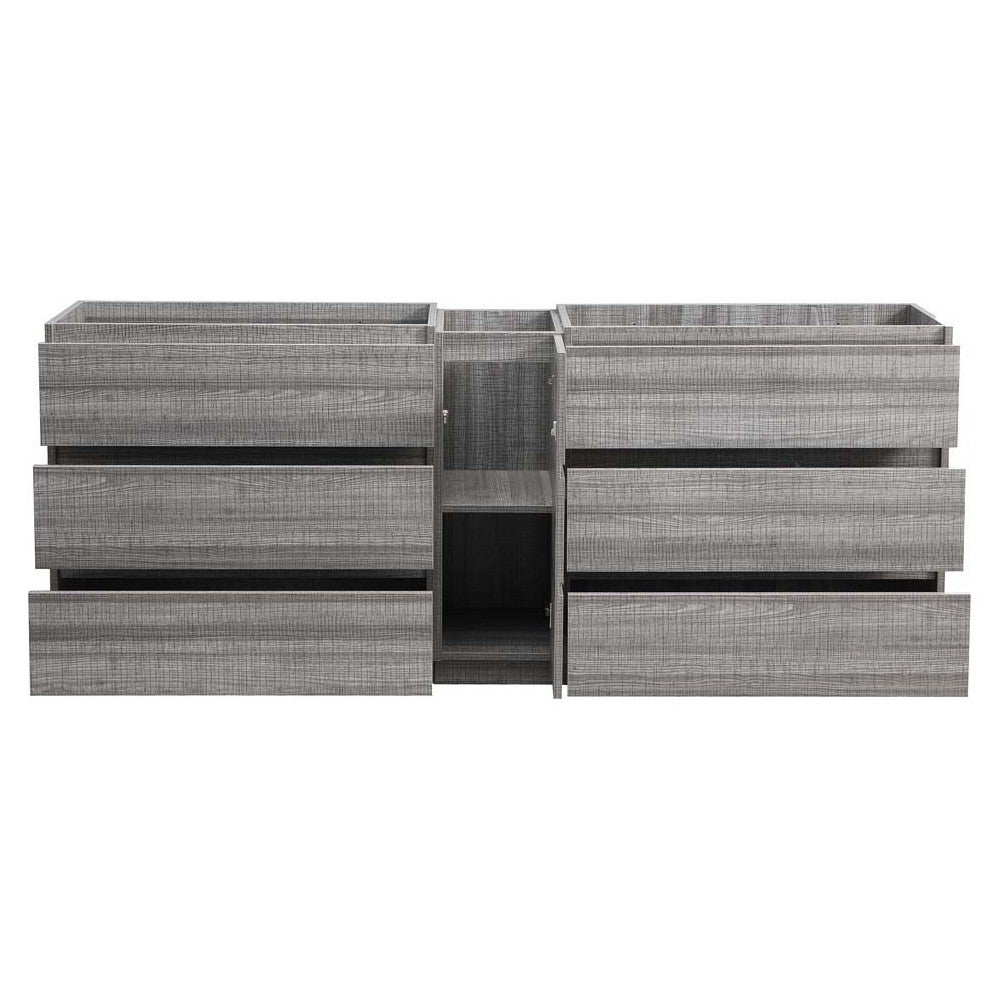 Lazzaro 84" Glossy Ash Gray Free Standing Double Sink Modern Bathroom Cabinet