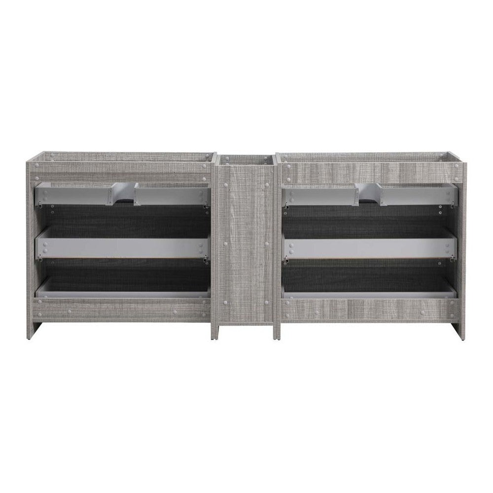 Lazzaro 84" Glossy Ash Gray Free Standing Double Sink Modern Bathroom Cabinet