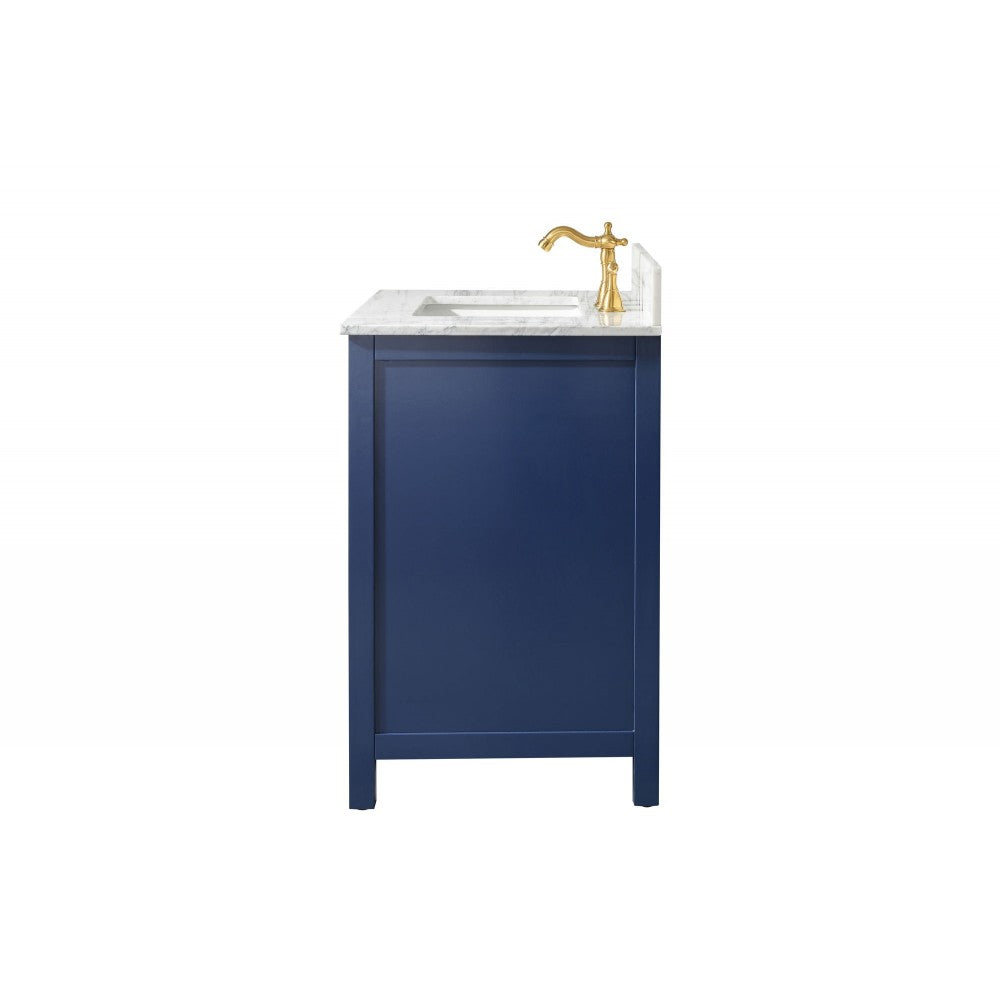 Legion Furniture 30" Blue Finish Sink Vanity Cabinet With Carrara White Top