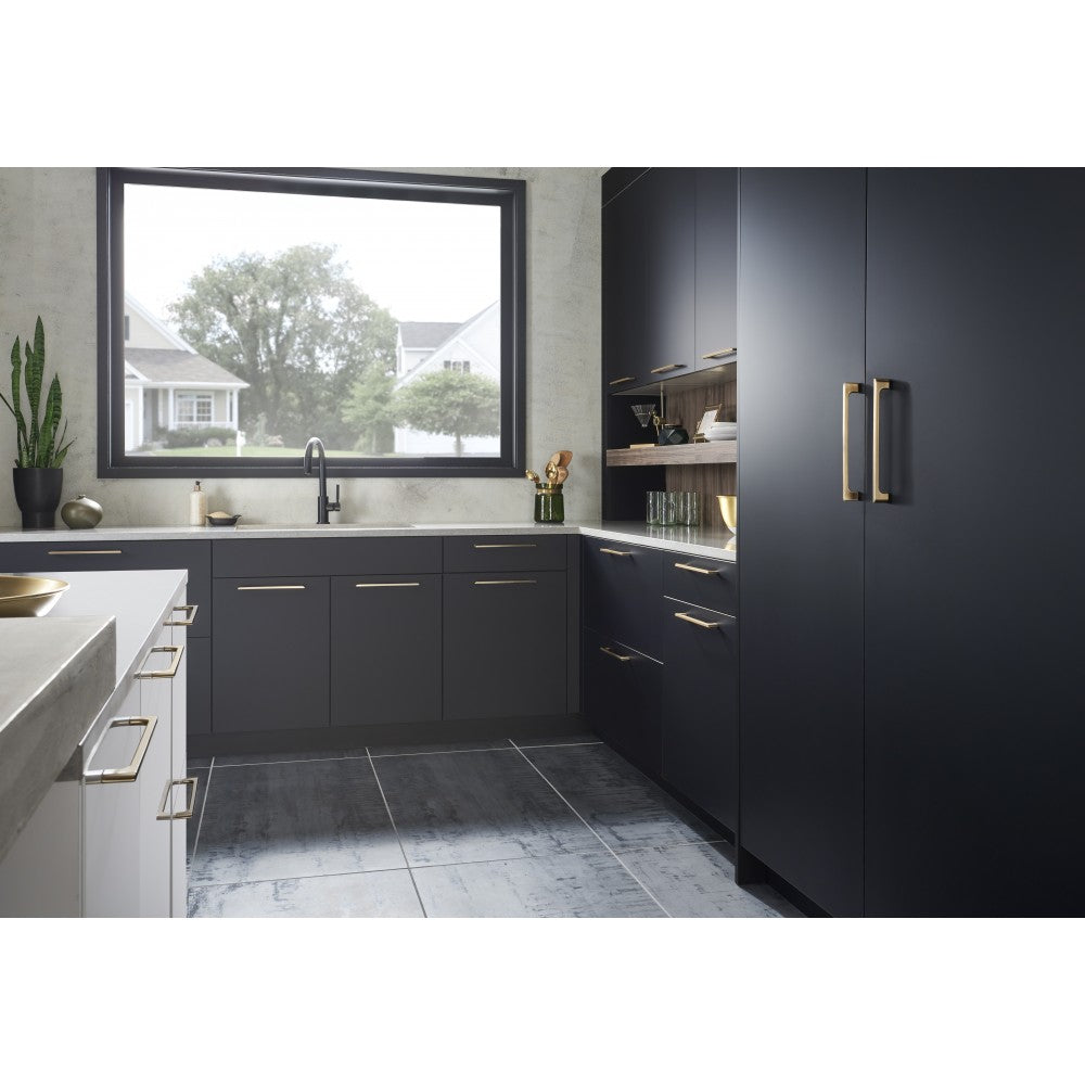 96 mm Center Matte Black Square-to-Center Square Renzo Cabinet Cup Pull