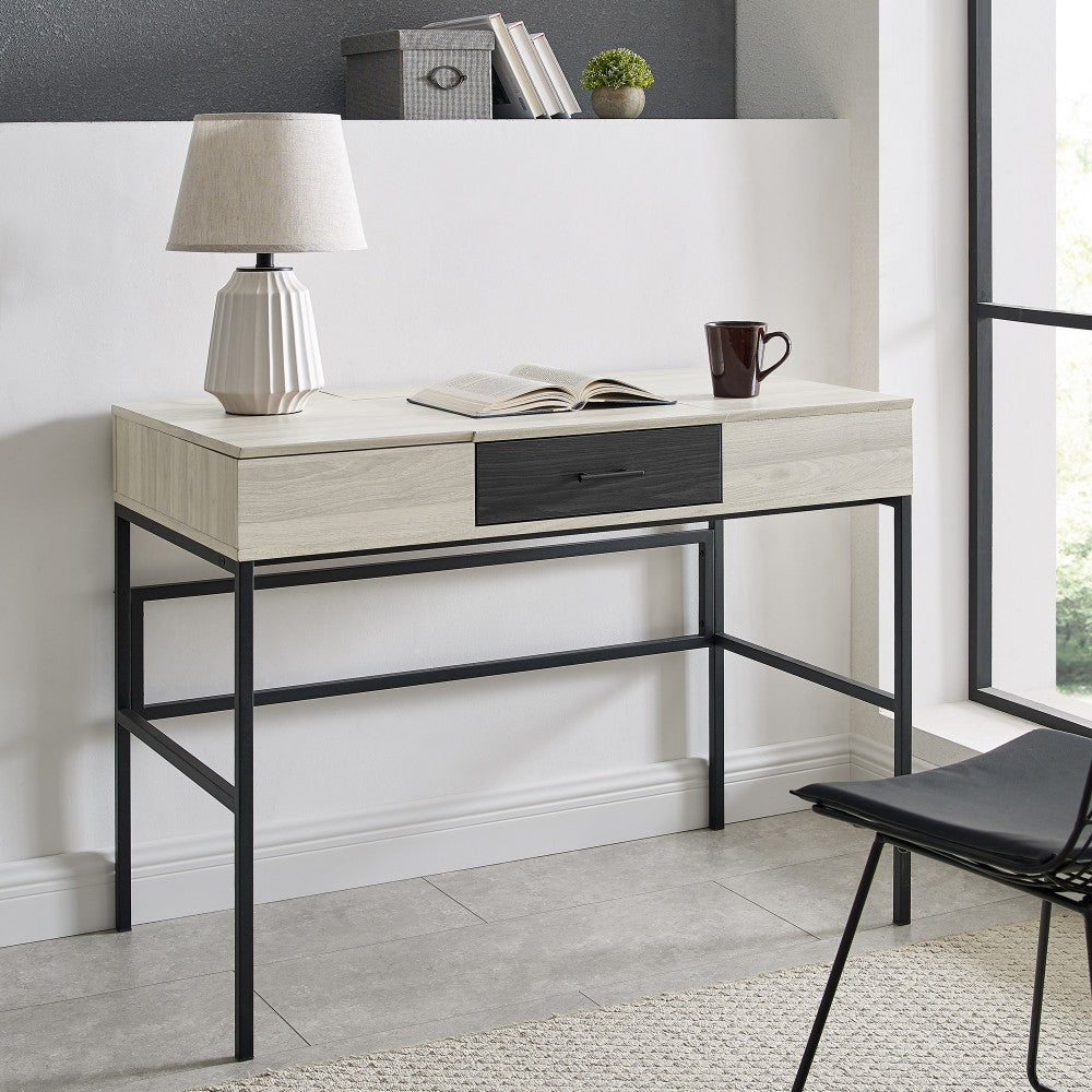 Lilian 42" Lift Top Storage Desk with Tablet Holder - Birch/Graphite
