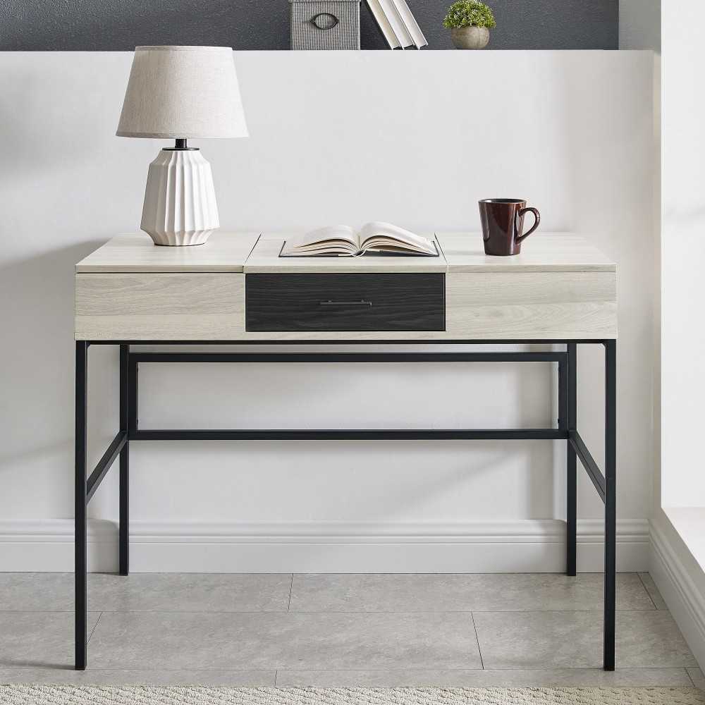 Lilian 42" Lift Top Storage Desk with Tablet Holder - Birch/Graphite