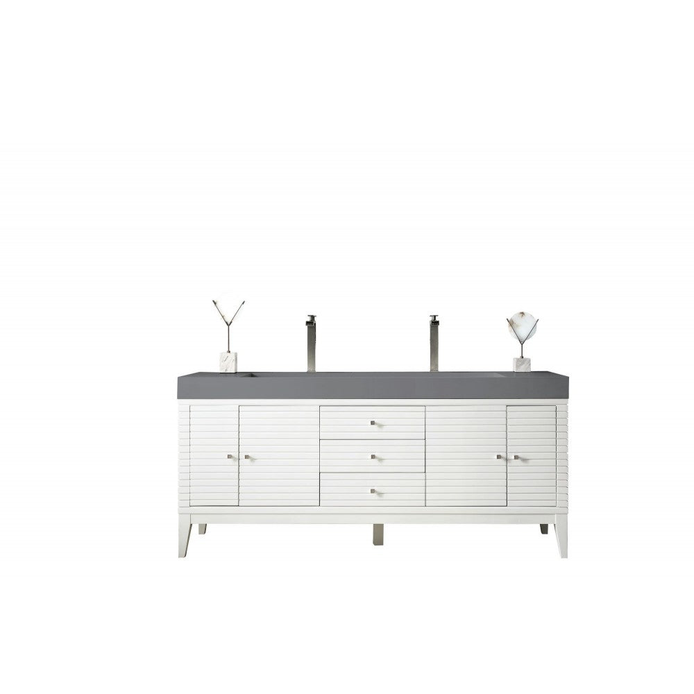 Linear 72" Double Vanity, Glossy White w/ Dusk Gray Glossy Composite Top