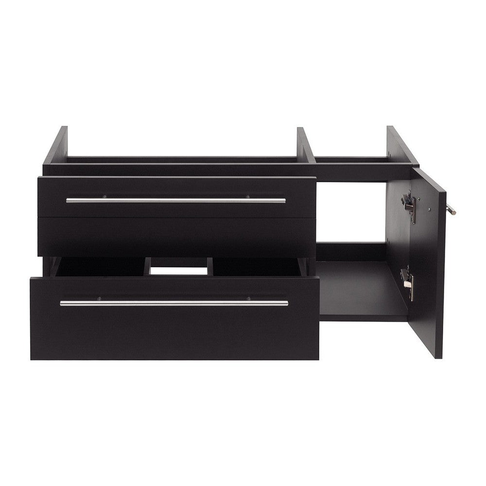 Lucera 36" Espresso Wall Hung Vessel Sink Modern Bathroom Cabinet - Left Version