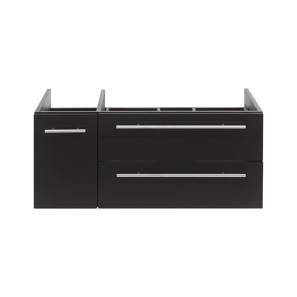Lucera 36 Espresso Wall Hung Vessel Sink Modern Bathroom Cabinet - Right Version