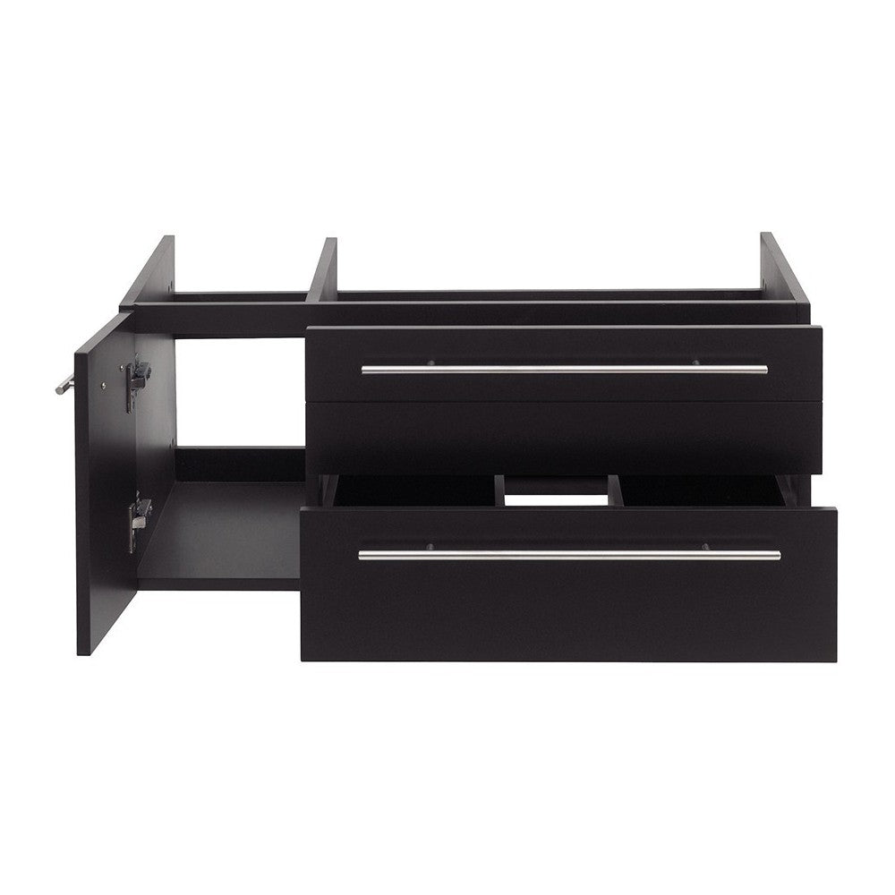 Lucera 36 Espresso Wall Hung Vessel Sink Modern Bathroom Cabinet - Right Version