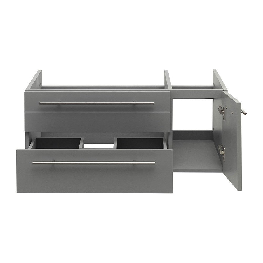 Lucera 36" Gray Wall Hung Undermount Sink Modern Bathroom Cabinet - Left Version