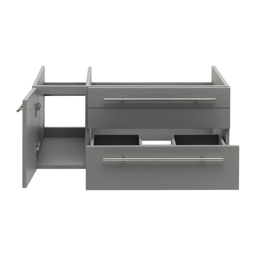 Lucera 36 Gray Wall Hung Undermount Sink Modern Bathroom Cabinet - Right Version