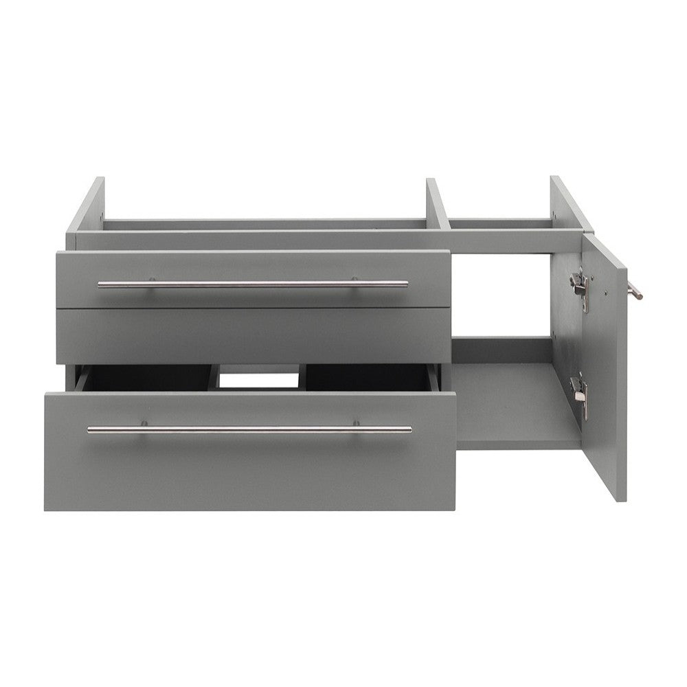 Lucera 36" Gray Wall Hung Vessel Sink Modern Bathroom Cabinet - Left Version