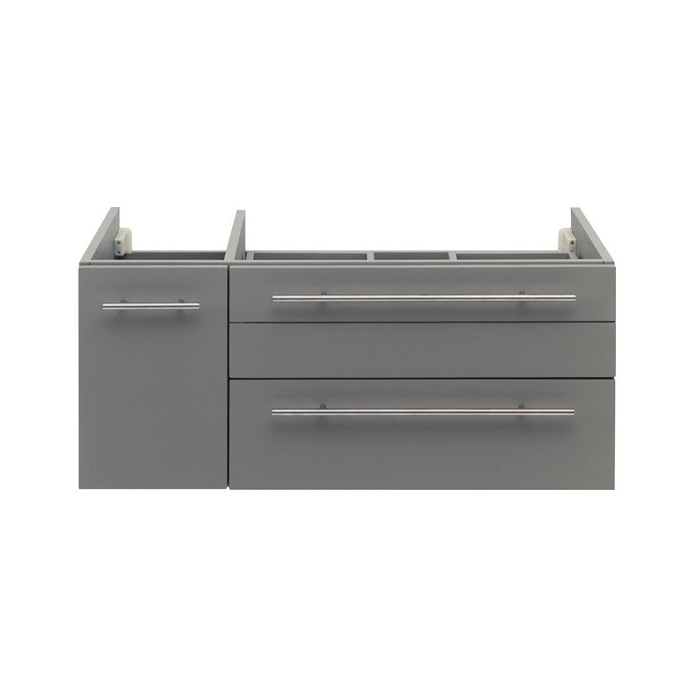 Lucera 36" Gray Wall Hung Vessel Sink Modern Bathroom Cabinet - Right Version