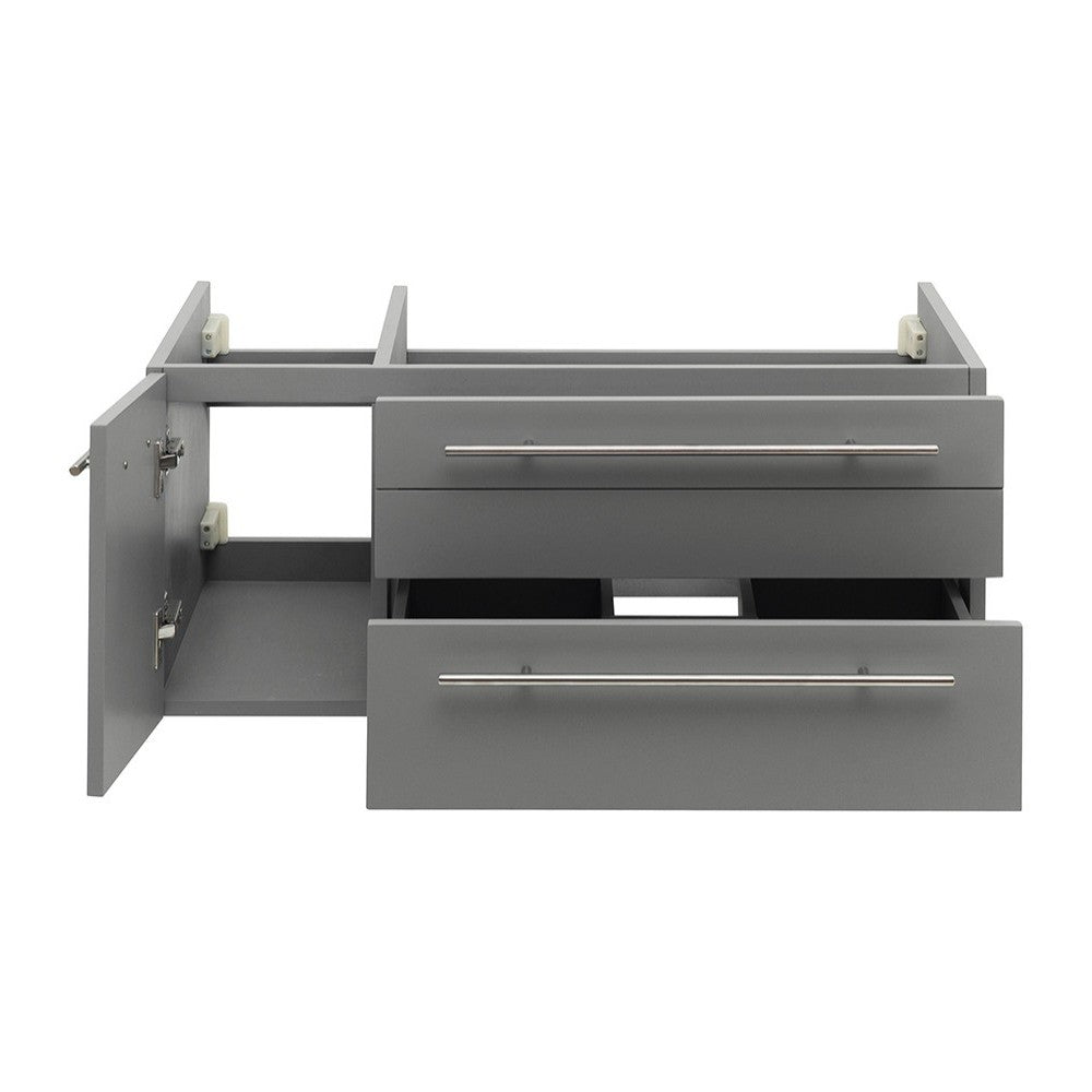 Lucera 36" Gray Wall Hung Vessel Sink Modern Bathroom Cabinet - Right Version