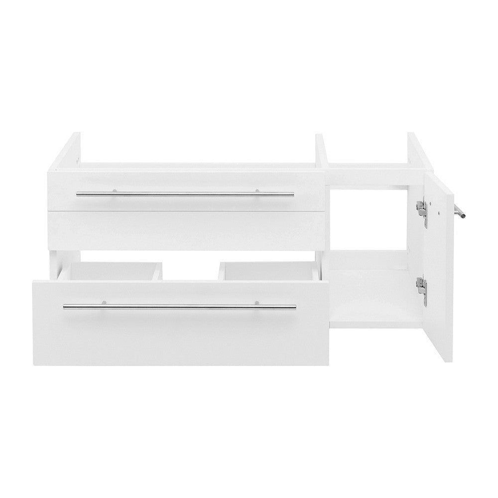 Lucera 36 White Wall Hung Undermount Sink Modern Bathroom Cabinet - Left Version